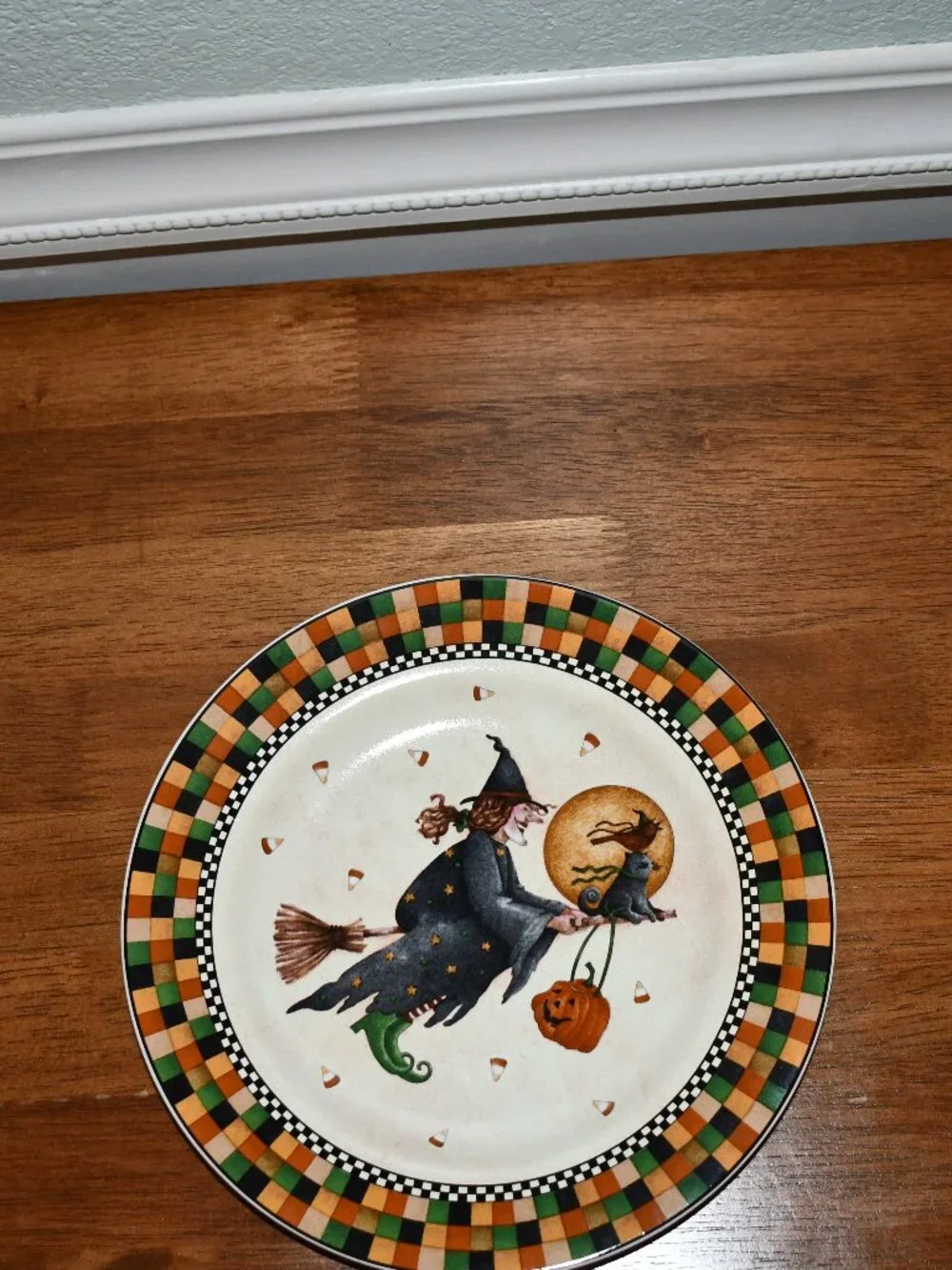 Vtg Debbie Mumm Witch Plate Halloween Americana Salad Lunch Dessert Sakura 1998